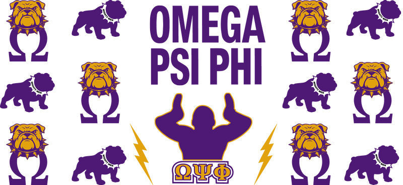 Omega Psi Phi UV DTF cup wrap design for 16oz Libbey glass KA-5810