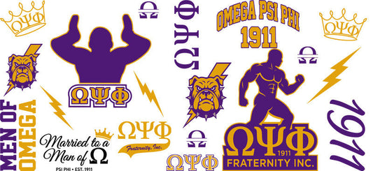 Omega Psi Phi 1911 design cup wrap Libbey glass KA-5812