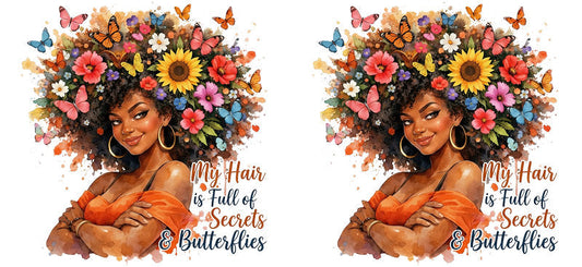 afro butterfly queen uv dtf wrap ka-5834