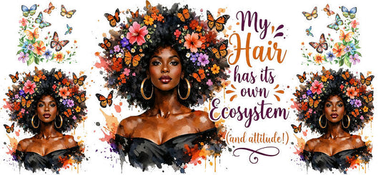 curly hair afro beauty uv dtf wrap ka-5857
