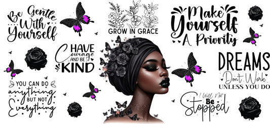 faith afro queen uv dtf wrap ka-5866