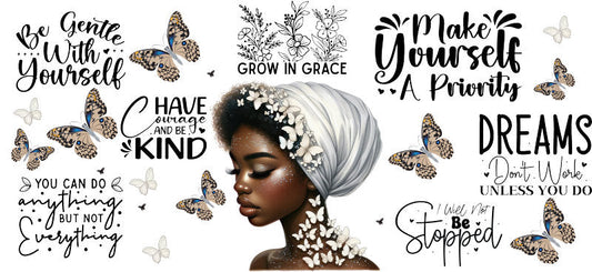 choose yourself afro queen uv dtf wrap ka-5874