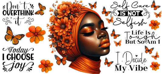 orange afro faith uv dtf wrap ka-5878