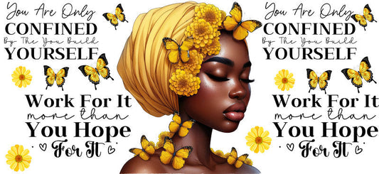 yellow faith afro queen uv dtf wrap ka-5881