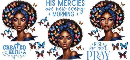 prayer butterfly afro queen uv dtf wrap ka-5885