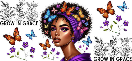 colorful butterfly afro beauty uv dtf wrap ka-5893
