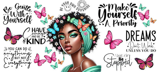 mint headwrap afro beauty uv dtf wrap ka-5896