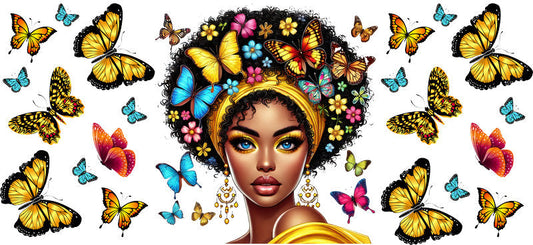yellow butterfly queen uv dtf wrap ka-5905