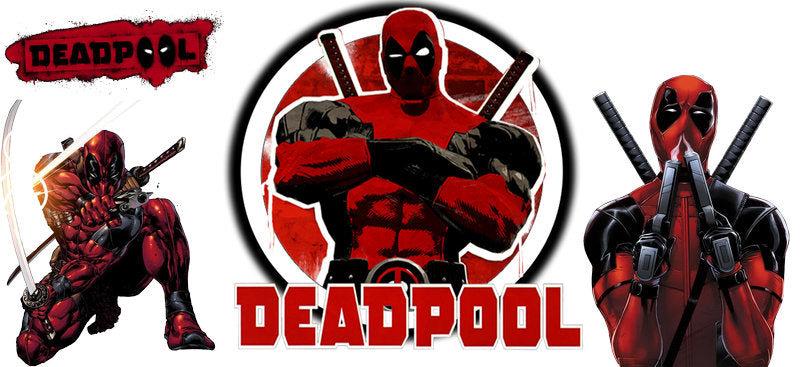 Deadpool comic style glass cup wrap UV DTF decal KA-5914