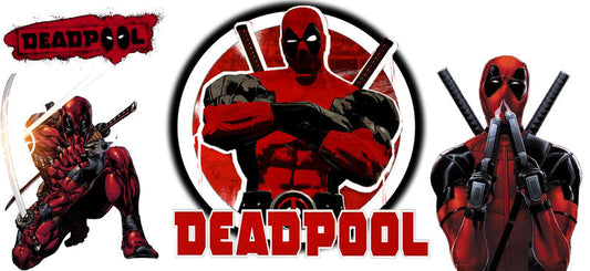 Deadpool comic style glass cup wrap UV DTF decal KA-5914