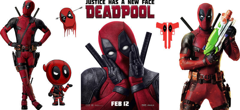 Deadpool movie poster style UV DTF glass cup wrap KA-5918