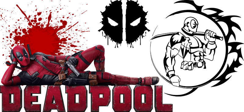 Deadpool graffiti style UV DTF cup wrap decal for 16oz glass cup KA-5921