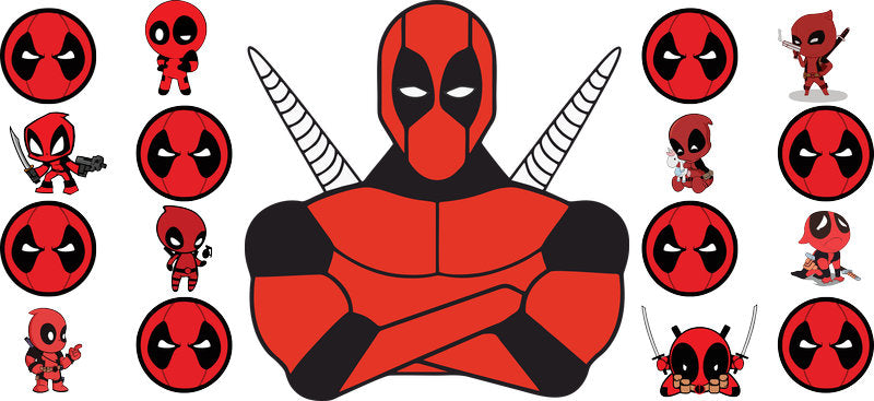 Deadpool red symbol UV DTF glass cup wrap sticker KA-5934