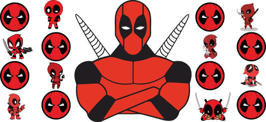 Deadpool red symbol UV DTF glass cup wrap sticker KA-5934
