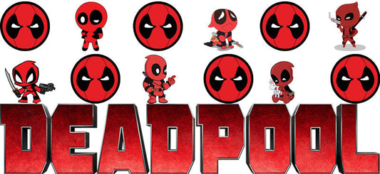 Deadpool icon grid UV DTF can wrap sticker for glass tumblers KA-5938