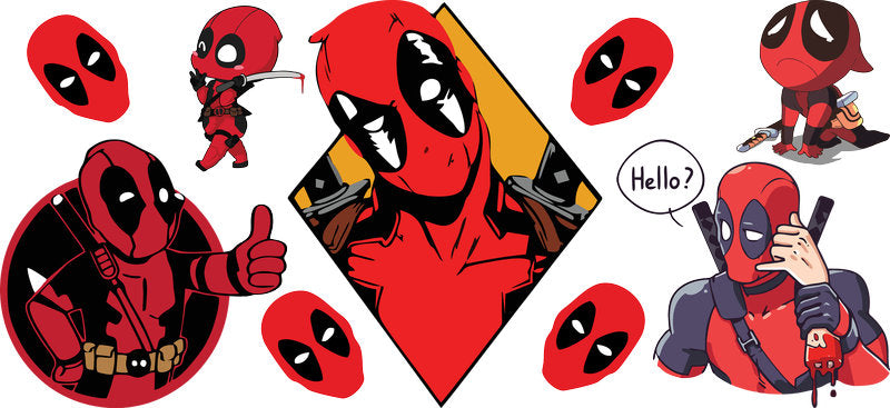 Cute cartoon Deadpool UV DTF glass cup wrap sticker KA-5940