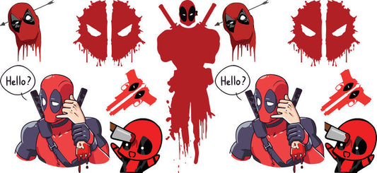 Deadpool splatter art UV DTF cup wrap decal for tumblers KA-5941
