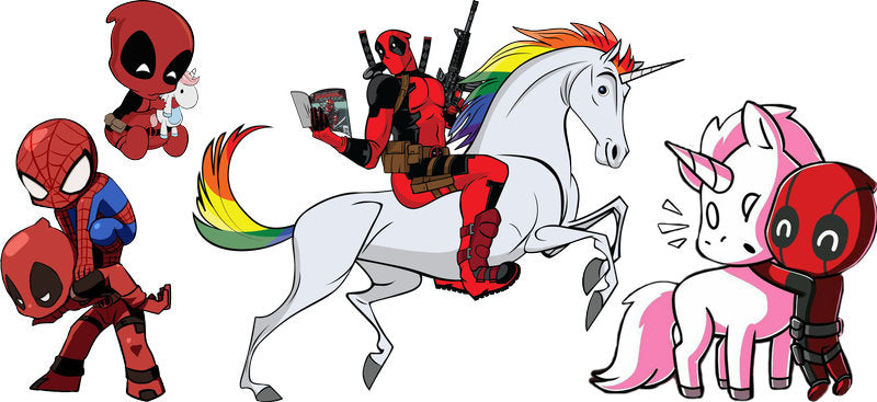 Deadpool unicorn fantasy UV DTF can glass wrap decal KA-5943