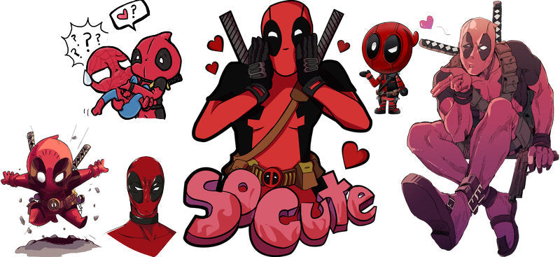 Cute pink Deadpool UV DTF can wrap sticker for tumblers KA-5947