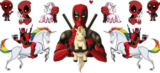 Deadpool party scene UV DTF Libbey glass wrap sticker KA-5949