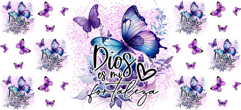 Purple Dios butterfly UV DTF Libbey cup wrap decal KA-5962