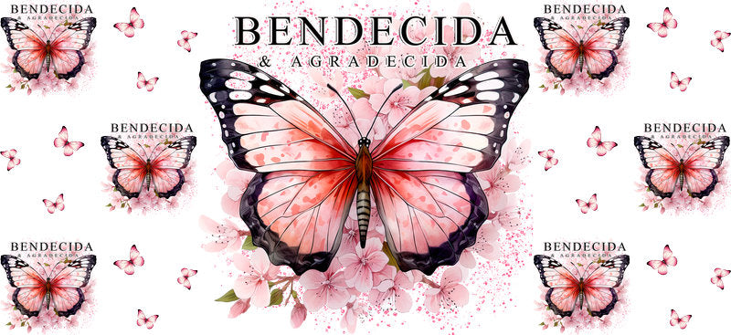 Bendecida butterfly UV DTF glass cup wrap sticker KA-5966