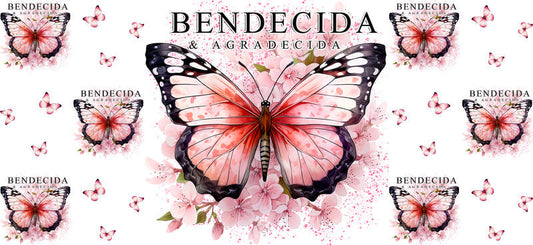 Bendecida butterfly UV DTF glass cup wrap sticker KA-5966