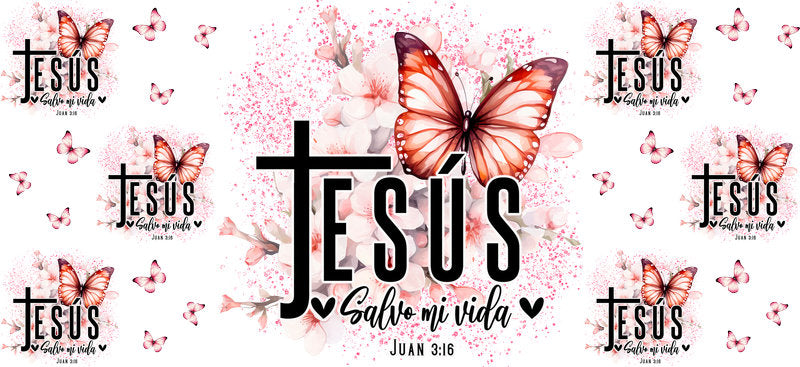 Jesus butterfly UV DTF cup wrap decal for tumblers KA-5967