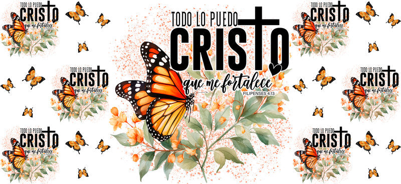 Cristo floral butterfly UV DTF can wrap sticker KA-5968
