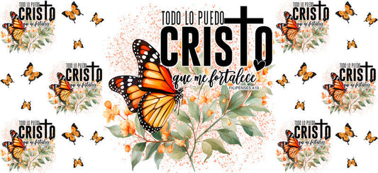 Cristo floral butterfly UV DTF can wrap sticker KA-5968
