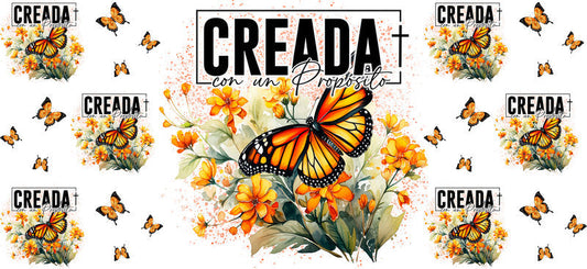 Creada Con Fe butterfly UV DTF cup wrap decal KA-5969