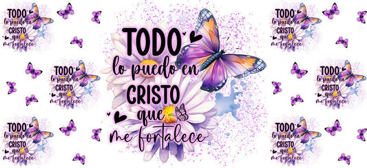 Todo Lo Puedo En Cristo UV DTF cup wrap decal KA-5971