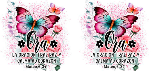 Oracion mariposa UV DTF Libbey cup wrap decal KA-5973