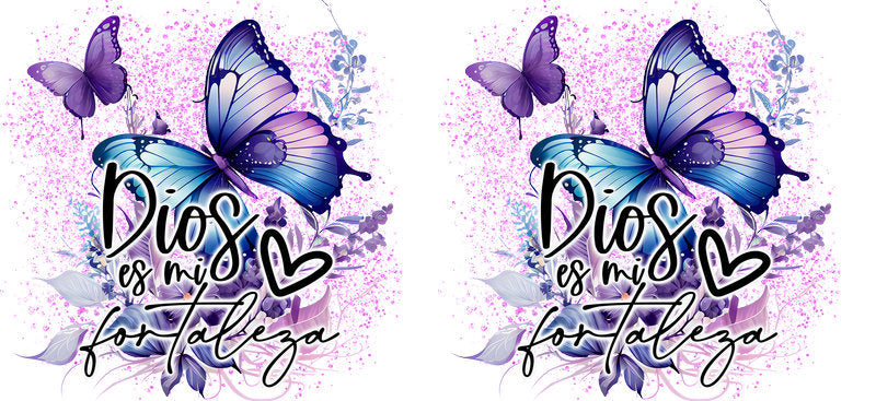 Dios Es Bueno butterfly UV DTF glass cup wrap KA-5974
