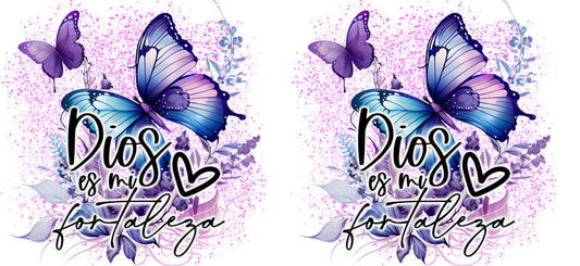 Dios Es Bueno butterfly UV DTF glass cup wrap KA-5974