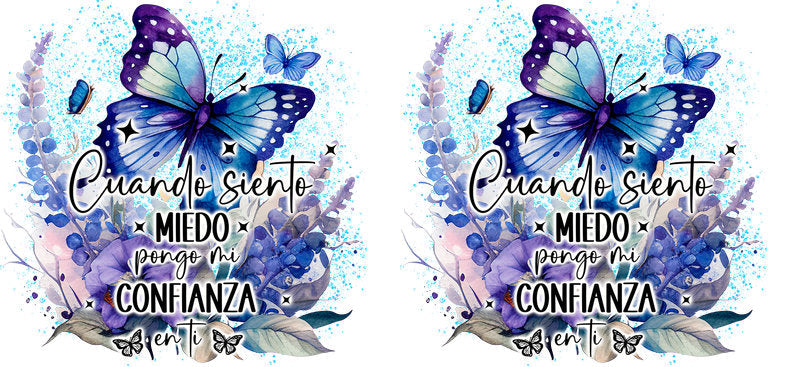 Blue faith butterfly UV DTF can wrap decal KA-5976