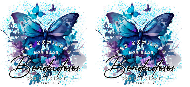 Blue blessed butterfly UV DTF Libbey cup wrap sticker KA-5977