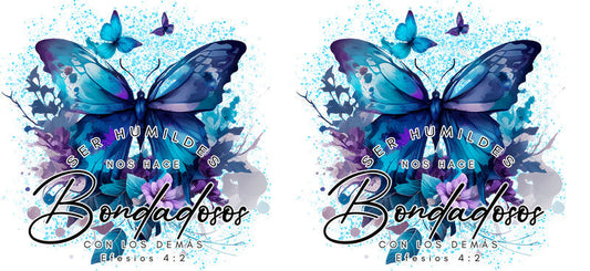 Blue blessed butterfly UV DTF Libbey cup wrap sticker KA-5977