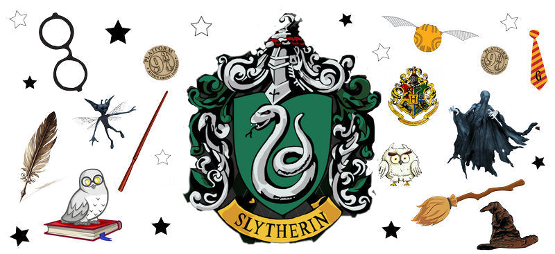 Slytherin Harry Potter UV DTF cup wrap decal for 16oz Libbey glass KA-5983