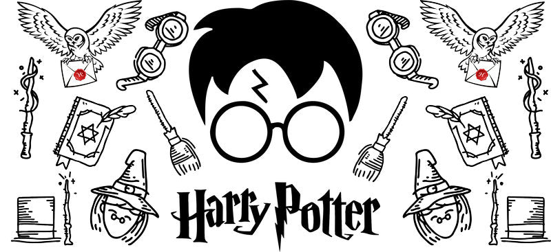Harry Potter black white UV DTF cup wrap sticker KA-6002