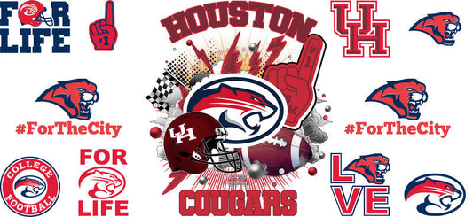 Houston Cougars Football UV DTF Cup Wrap for Libbey Glass KA-6009