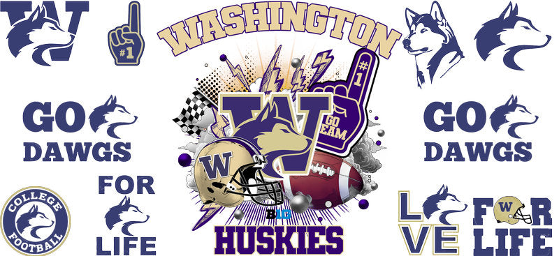 Washington Huskies NCAA Football UV DTF Cup Wrap Sticker KA-6012