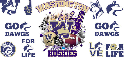 Washington Huskies NCAA Football UV DTF Cup Wrap Sticker KA-6012