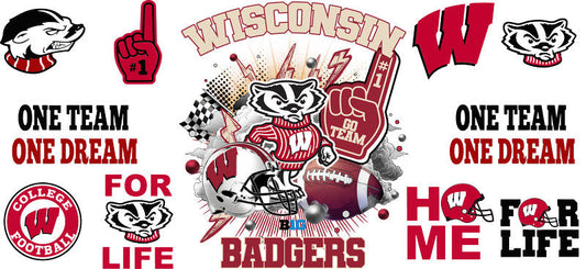 Wisconsin Badgers Football Cup Wrap for 16oz Libbey Glass KA-6013
