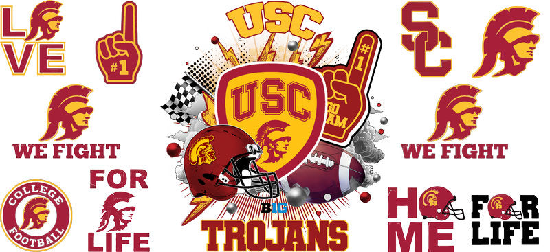 USC Trojans NCAA Football UV DTF Tumbler Wrap Decal KA-6014
