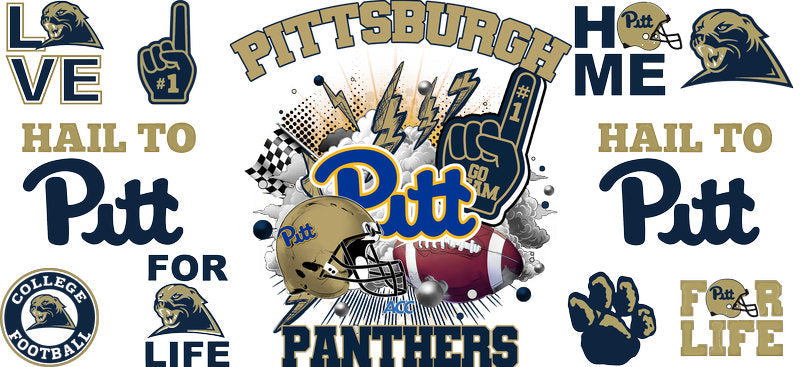 Pittsburgh Panthers NCAA Football UV DTF Glass Cup Decal KA-6016