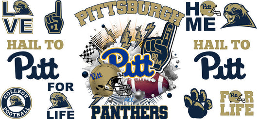Pittsburgh Panthers NCAA Football UV DTF Glass Cup Decal KA-6016