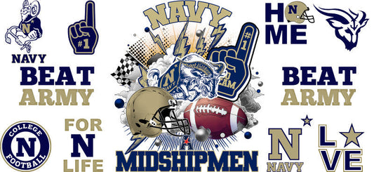 Navy Midshipmen Football Tumbler Cup Wrap for Libbey Glass KA-6017