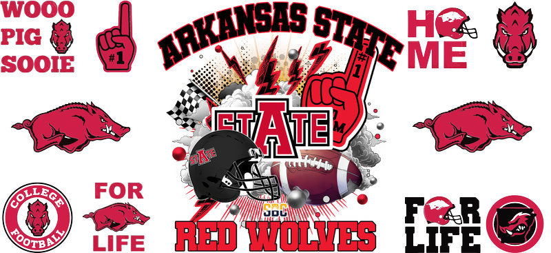 Arkansas State Red Wolves Football Cup Wrap Decal KA-6019