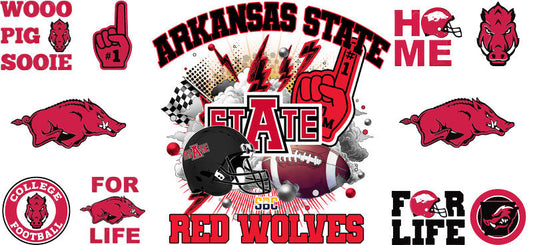 Arkansas State Red Wolves Football Cup Wrap Decal KA-6019